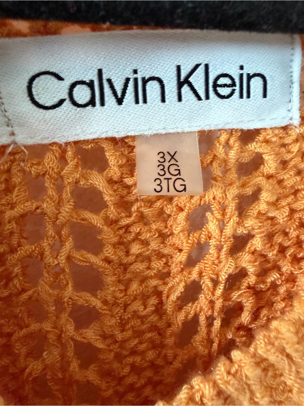Calvin Klein Open-Knit Scoop Neck Sweater in Orange - Picture 3 of 4